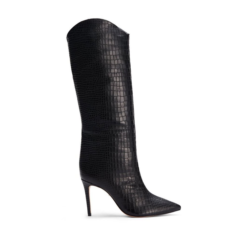 Schutz Maryana Snake Embossed Boots SZ 8